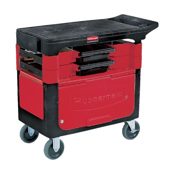 ラバーメイド トレードカート カギ付き/ボックス・ビン付き ブラック