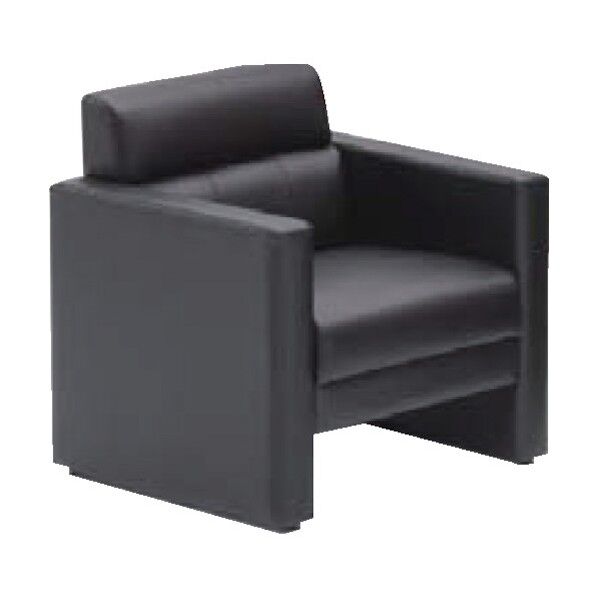 応接用家具 RS-232N 本革張り両肘イス ブラック 62724880 1点