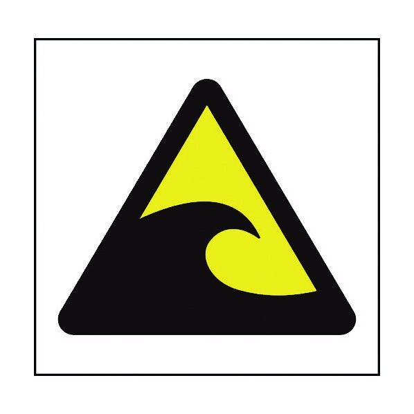 JISピクトサイン 津波注意 津波危険地帯 150角 6300001327 1点