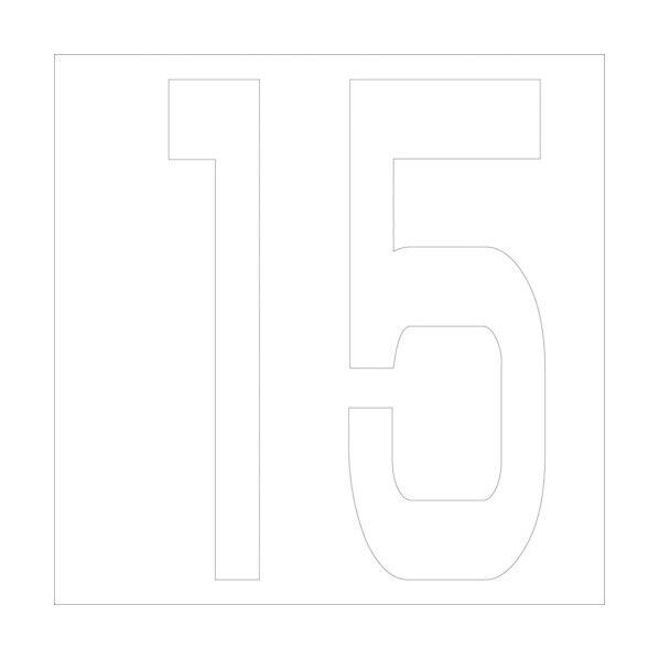 カッティングステッカー 数字15 文字高100mm 白 6300005726 1点