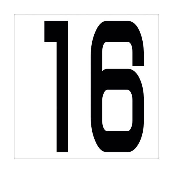 カッティングステッカー 数字16 文字高100mm 黒 6300005637 1点