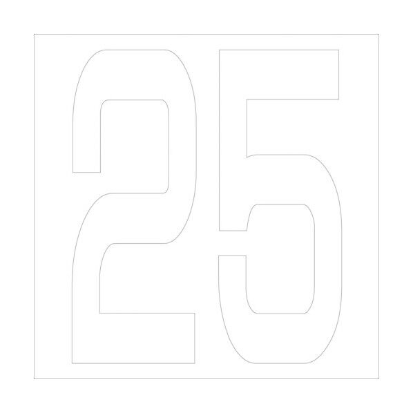 カッティングステッカー 数字25 文字高100mm 白 6300005736 1点
