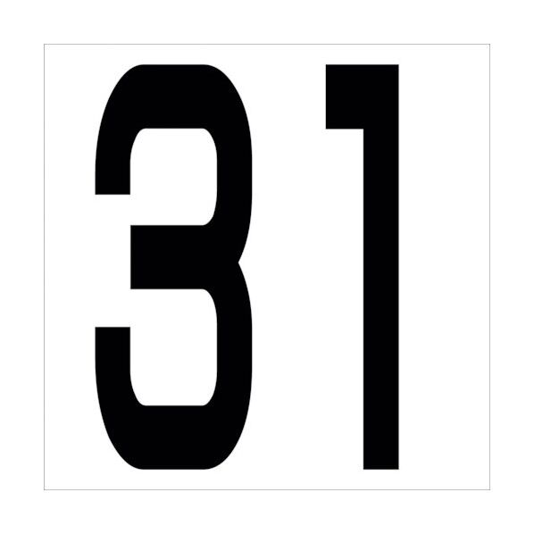 カッティングステッカー 数字31 文字高100mm 黒 6300005652 1点