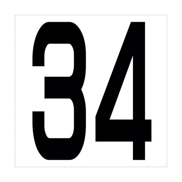 カッティングステッカー 数字34 文字高100mm 黒 6300005655 1点