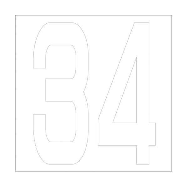 カッティングステッカー 数字34 文字高100mm 白 6300005745 1点