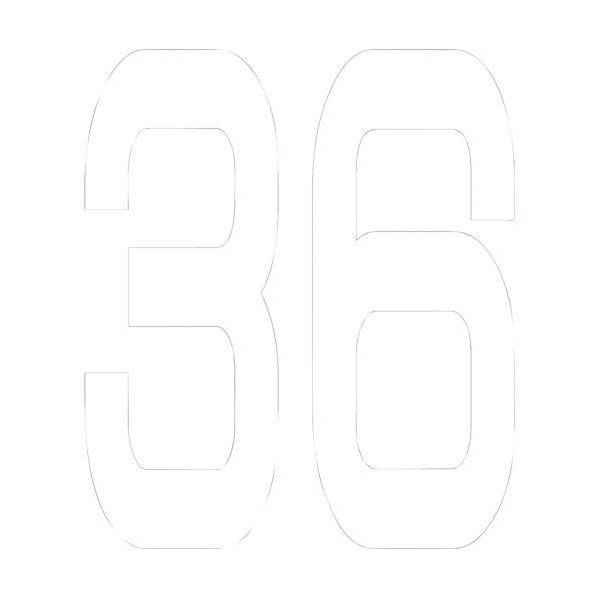 カッティングステッカー 数字36 文字高100mm 白 6300005747 1点