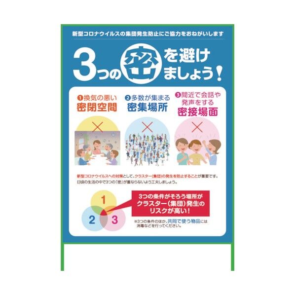 コロナウイルス対策看板 COV-12 1100x1400 6300005222 1点