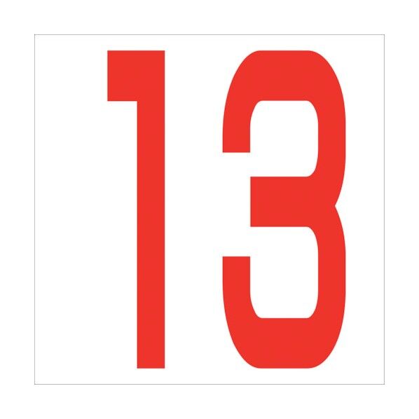 カッティングステッカー 数字13 文字高100mm 赤 6300005814 1点