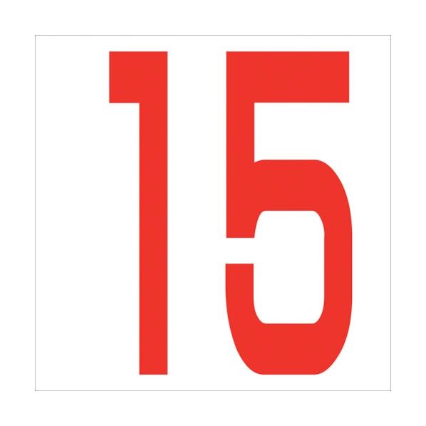 カッティングステッカー 数字15 文字高100mm 赤 6300005816 1点