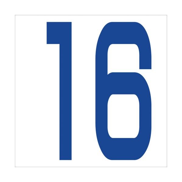 カッティングステッカー 数字16 文字高100mm 青 6300005907 1点