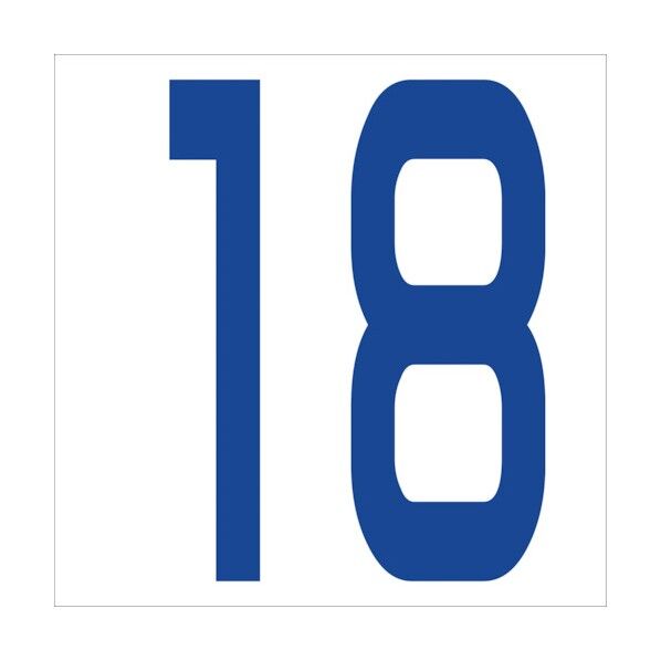 カッティングステッカー 数字18 文字高100mm 青 6300005909 1点