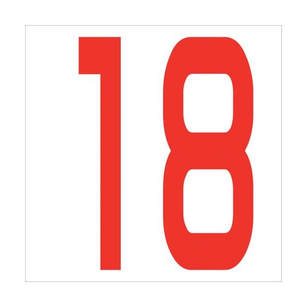 カッティングステッカー 数字18 文字高100mm 赤 6300005819 1点