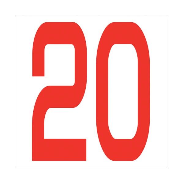 カッティングステッカー 数字20 文字高100mm 赤 6300005821 1点