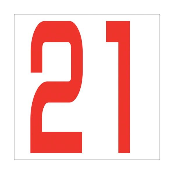 カッティングステッカー 数字21 文字高100mm 赤 6300005822 1点