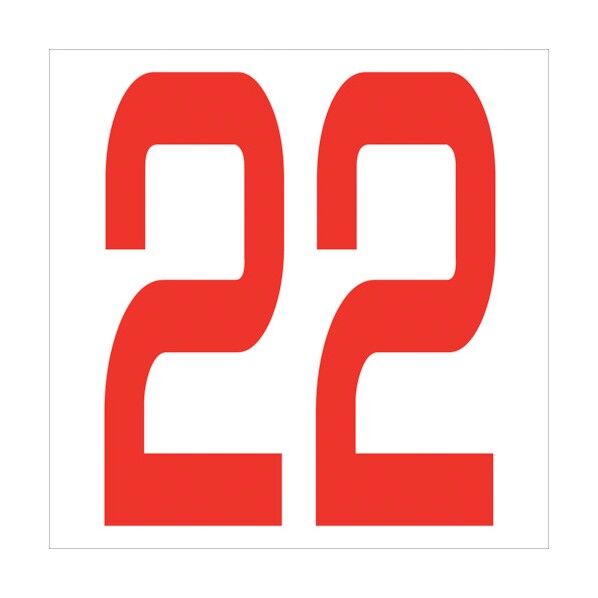 カッティングステッカー 数字22 文字高100mm 赤 6300005823 1点
