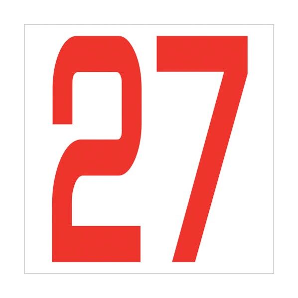 カッティングステッカー 数字27 文字高100mm 赤 6300005828 1点