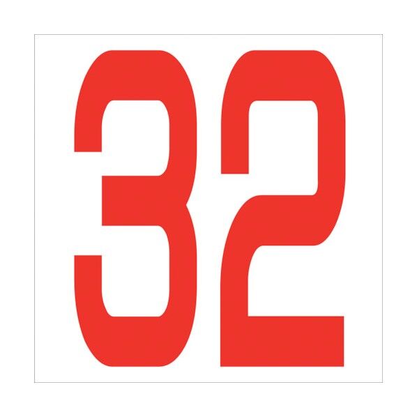 カッティングステッカー 数字32 文字高100mm 赤 6300005833 1点