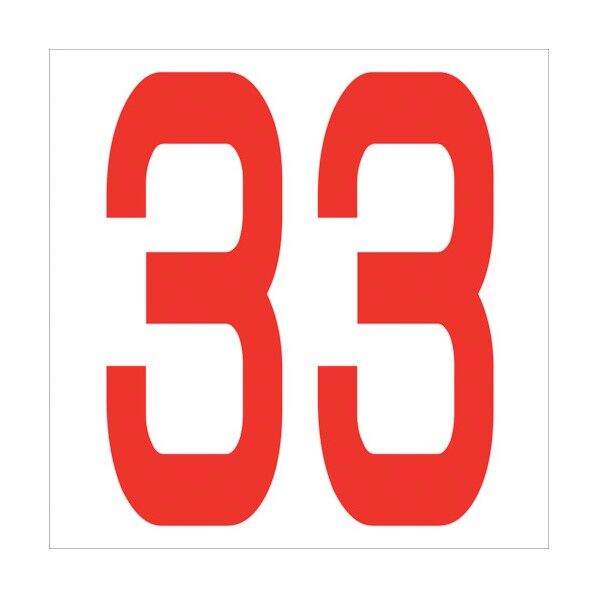 カッティングステッカー 数字33 文字高100mm 赤 6300005834 1点