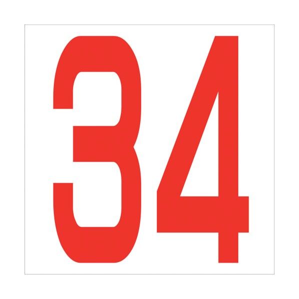 カッティングステッカー 数字34 文字高100mm 赤 6300005835 1点