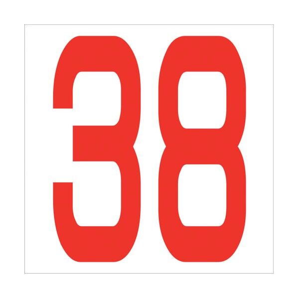 カッティングステッカー 数字38 文字高100mm 赤 6300005839 1点