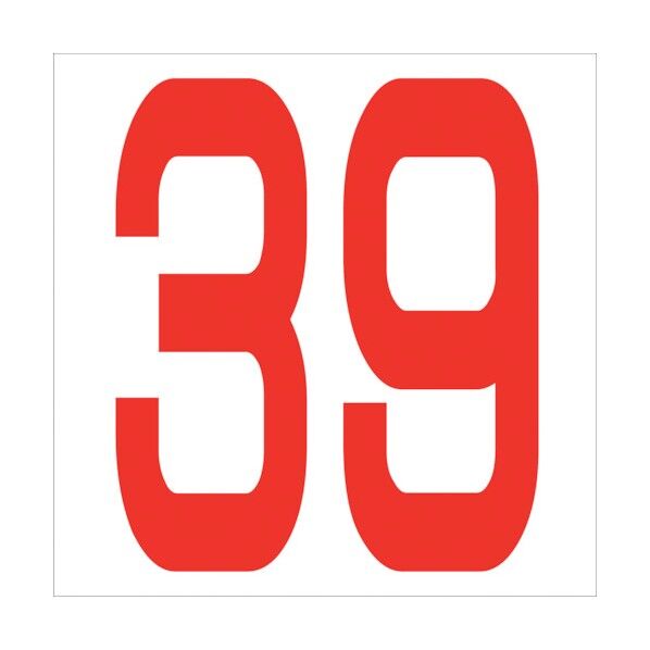 カッティングステッカー 数字39 文字高100mm 赤 6300005840 1点