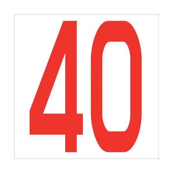 カッティングステッカー 数字40 文字高100mm 赤 6300005841 1点