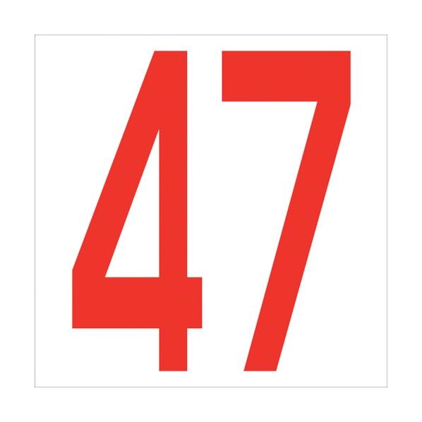カッティングステッカー 数字47 文字高100mm 赤 6300005848 1点