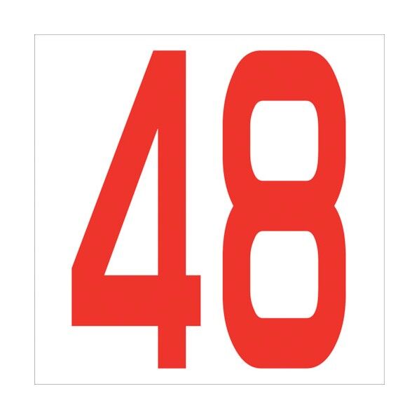 カッティングステッカー 数字48 文字高100mm 赤 6300005849 1点