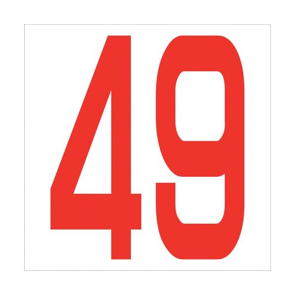 カッティングステッカー 数字49 文字高100mm 赤 6300005850 1点