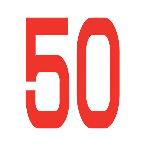 カッティングステッカー 数字50 文字高100mm 赤 6300005851 1点