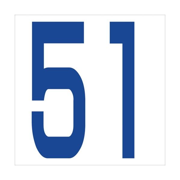 カッティングステッカー 数字51 文字高100mm 青 6300005942 1点