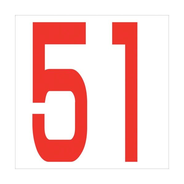 カッティングステッカー 数字51 文字高100mm 赤 6300005852 1点