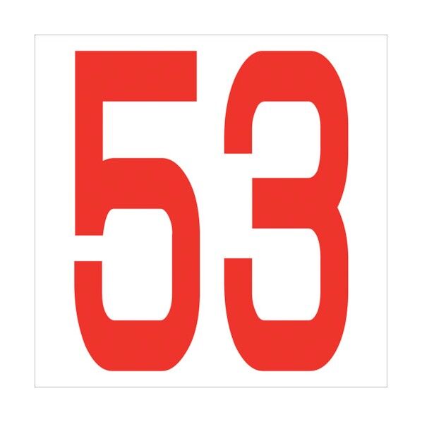 カッティングステッカー 数字53 文字高100mm 赤 6300005854 1点