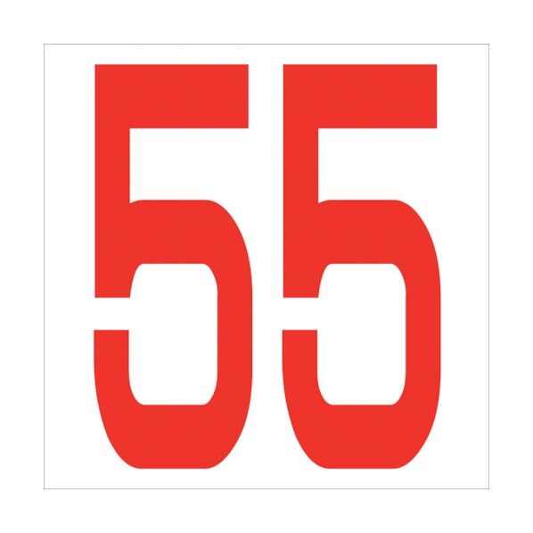 カッティングステッカー 数字55 文字高100mm 赤 6300005856 1点
