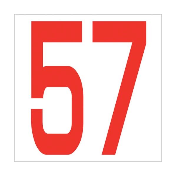 カッティングステッカー 数字57 文字高100mm 赤 6300005858 1点