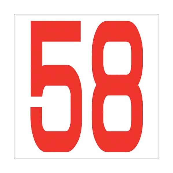 カッティングステッカー 数字58 文字高100mm 赤 6300005859 1点