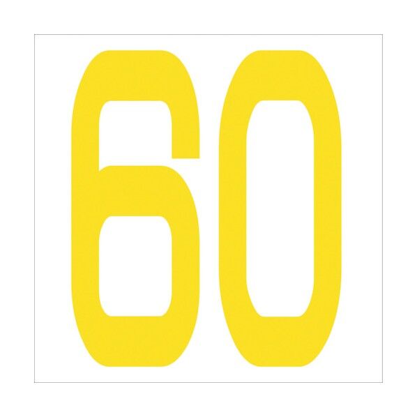 カッティングステッカー 数字60 文字高100mm 黄 6300006041 1点