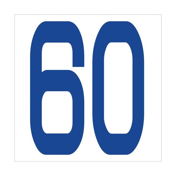 カッティングステッカー 数字60 文字高100mm 青 6300005951 1点