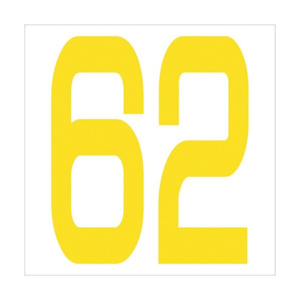 カッティングステッカー 数字62 文字高100mm 黄 6300006043 1点