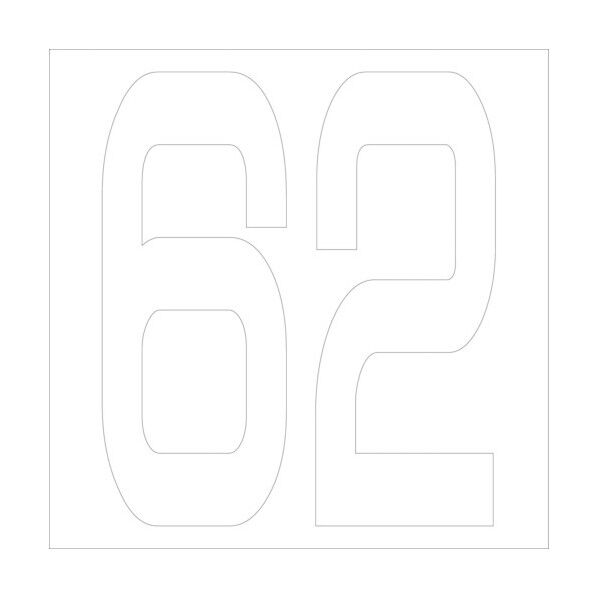 カッティングステッカー 数字62 文字高100mm 白 6300005773 1点