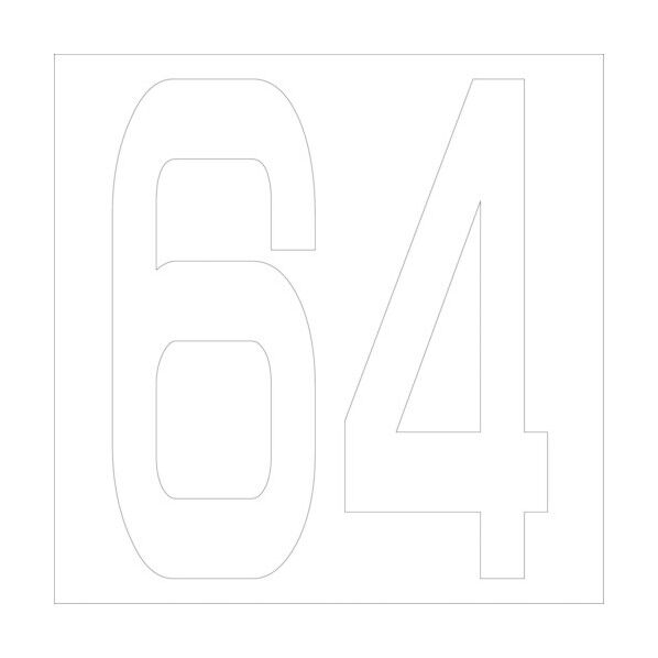 カッティングステッカー 数字64 文字高100mm 白 6300005775 1点