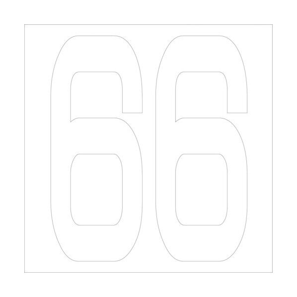 カッティングステッカー 数字66 文字高100mm 白 6300005777 1点
