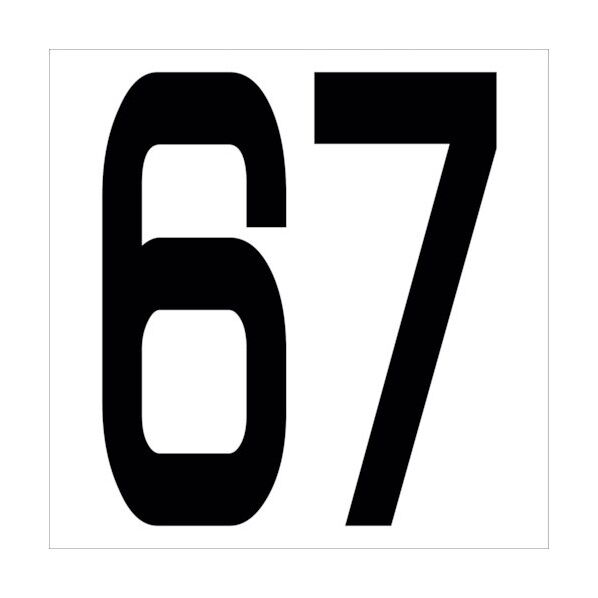 カッティングステッカー 数字67 文字高100mm 黒 6300005688 1点