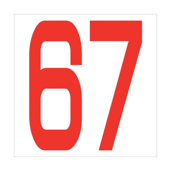 カッティングステッカー 数字67 文字高100mm 赤 6300005868 1点