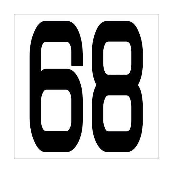 カッティングステッカー 数字68 文字高100mm 黒 6300005689 1点