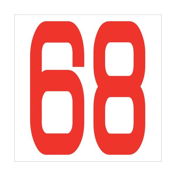 カッティングステッカー 数字68 文字高100mm 赤 6300005869 1点