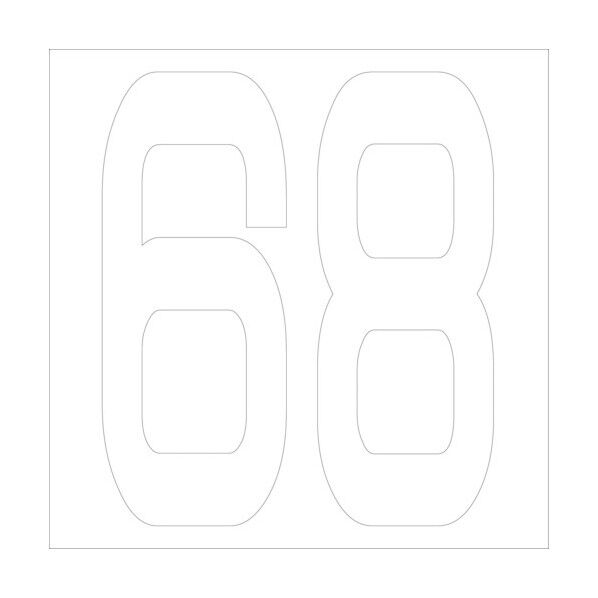 カッティングステッカー 数字68 文字高100mm 白 6300005779 1点