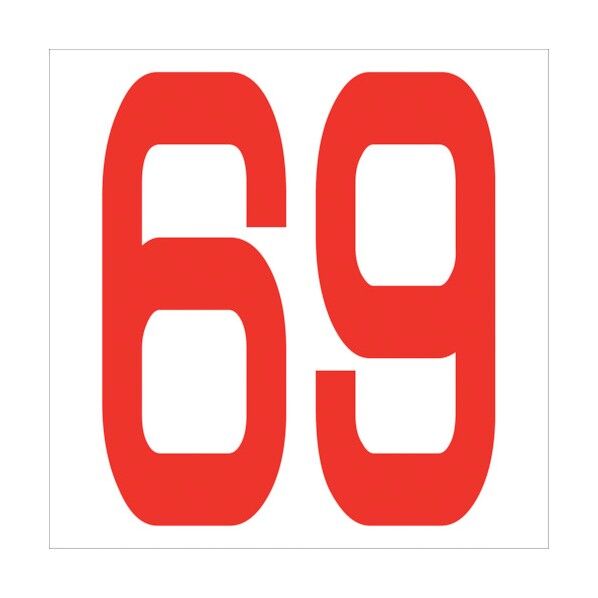 カッティングステッカー 数字69 文字高100mm 赤 6300005870 1点