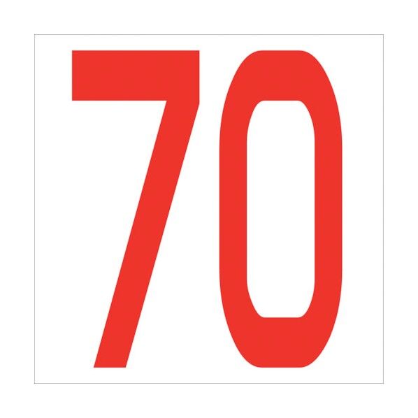 カッティングステッカー 数字70 文字高100mm 赤 6300005871 1点