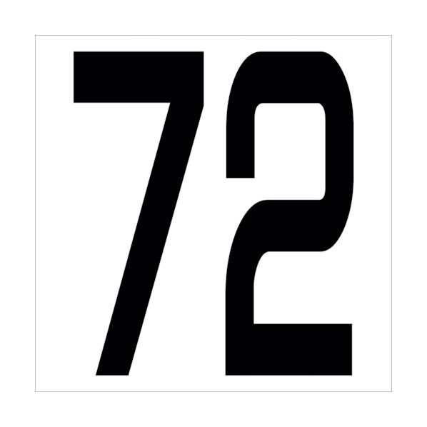 カッティングステッカー 数字72 文字高100mm 黒 6300005693 1点